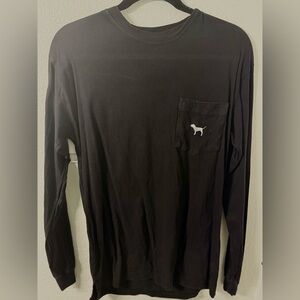 PINK Victoria's Secret Charcoal Long Sleeve Tee with Dog Logo
